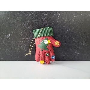 Vintage Ceramic Christmas Mitten Ornament